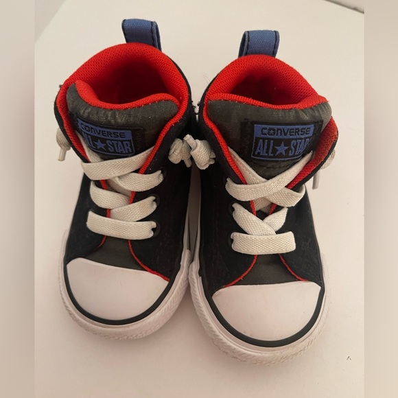Converse Chuck Taylor All Star Mid Toddler Shoe Size 4 Navy Blue White Orange - Picture 1 of 9